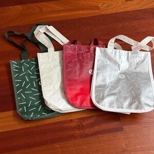 lululemon athletica White, Black, Blue, Red, and Green Reusable Tote Set